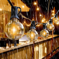Guirlande lumineuse LED pour jardin extérieur Globe G40 Ampoule de fée solaire IP65 classé blanc chaud coloré Festoon Noël Mariage Éclairage