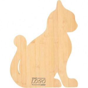 Planche à découper personnalisée en bambou en forme de chat, plateau en bois pour fromages et charcuteries, cadeau de pendaison de crémaillère personnalisé - Product Image 1