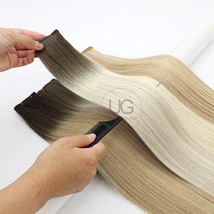 UGlamour Vente en gros Personnalisation Extensions <span class=keywords><strong>de</strong></span> cheveux Remy Trame plate invisible Genius Weave Sans couture - Product Image 3