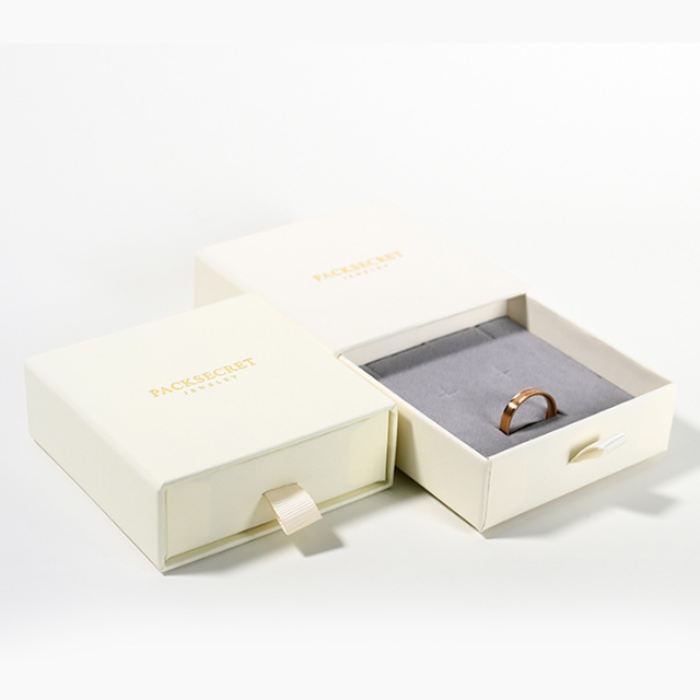 Customizable Recyclable Small Drawer Shaped Jewelry Box Embossed Logo Personalized Paperboard Folding Box Matt Lamination Sponge