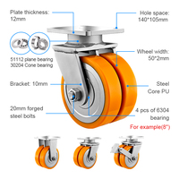 Roda Caster Baja Inti PU Tugas Berat Ekstra 4 5 6 8 10 12 Inci, Beban 2T 3T, Tahan Aus untuk Troli Industri