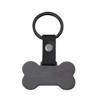 Porte-clés en cuir en forme d'os Ywyougang, étiquette d'identification pour animaux de compagnie gravée sur mesure, porte-clés en acier inoxydable pour animaux de compagnie, cadeau pour les amoureux des animaux