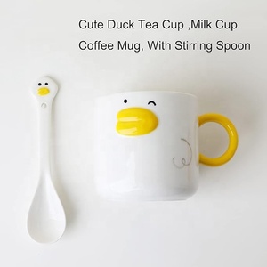 Set di Tazze in Ceramica a Forma di Anatra con Cucchiaio, <span class=keywords><strong>Becco</strong></span> e Manico Gialli, Sostenibile, Grande Capacità per Bambini o Appassionati di Cartoni Animati - Product Image 6
