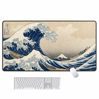 Tapis de Souris Gaming Grande Vague 900x400x3mm en Gros, Tapis de Bureau Antidérapant en Caoutchouc avec Impression par Sublimation pour Usage au Bureau