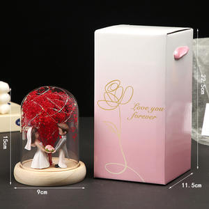 Décoration de cadeau de mariage, fleur éternelle, souvenir, table, bureau créatif, petite forme de dôme, <span class=keywords><strong>fleurs</strong></span>, lumière LED, vente d'usine - Product Image 3
