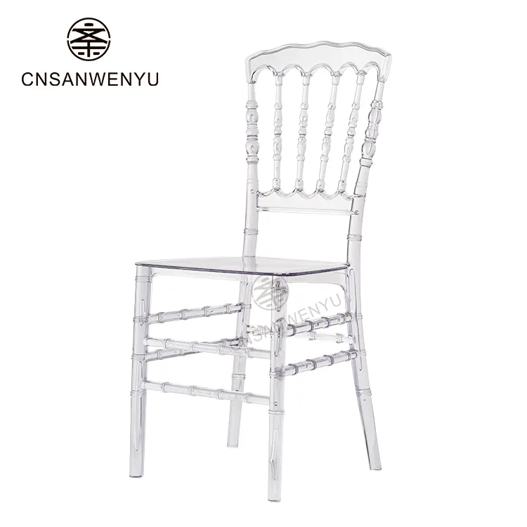 Chaise de mariage transparente en acrylique, vente en gros, en plastique acrylique, chiavari cristal clair