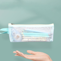 Pochette à crayons en nylon écologique personnalisée, fermeture à glissière, format A6, transparente, pliable, pour l'école, le bureau, les voyages, la maison