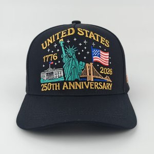 Gorras de Béisbol con el 250 Aniversario de EE. UU., Diseño Retro en Relieve, Lavadas, Ajustables, con el Águila Calva, 100% Poliéster Transpirable - Product Image 2