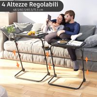 Table basse pliante moderne en métal réglable avec roulettes, table d'appoint portable pour balcon, maison d'hôtes, intérieur, table pour ordinateur portable
