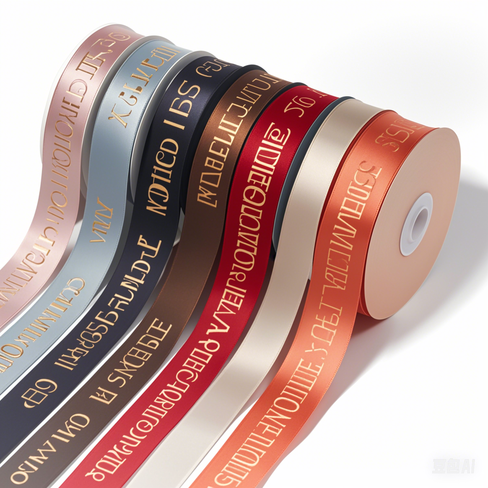 Customized Satin Ribbon Gold Foil Logo Christmas Wire Edge Grosgrain Ribbon Polyester for Weddings