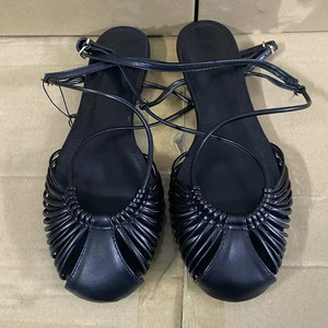 Sandales plates à bride cheville pour femme, effet métallisé doré, bout rond ajouré, chaussures ouvertes - Product Image 2