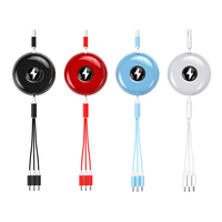 Câble USB Type-C rétractable 3-en-1 à prix de gros imbattable, charge rapide, blanc, ABS TPE, pour téléphones Android, modèle YP-079