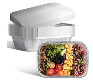 Perfect Voor Het Roosteren Van Aluminiumfolie Pannen Met Deksels Wegwerp Voedselcontainers Party Meal Prep Wegwerp Aluminium Lade