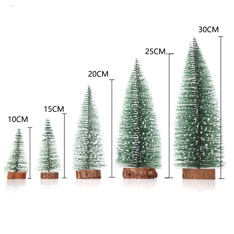 1PC New Mini Christmas Tree Small Choinka Wooden Snow Pine Needle Tree Desktop Table Ornaments Navidad Xmas Decoration for Home