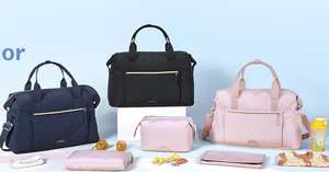 Muestra Gratuita de Bolso de Viaje Impermeable con Diseño de Flor de Puakenikeni Negra, Bolso de Pañales Personalizado para Mamá, Estilo Hawaiano - Product Image 4