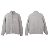 Veste en tricot côtelé gris chiné pour homme, veste zippée intégrale, col montant, style luxueux, cardigan bomber en tricot