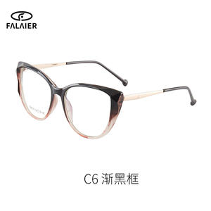 Lunettes de vue œil de chat FalaiEr, monture Tr90, anti-lumière bleue, lunettes pour femmes, monture noire dégradée C6 - Product Image 1