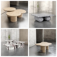 Table d'appoint personnalisée en pierre de travertin rouge, élégante, simple et élégante pour salon, table basse en marbre naturel