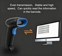 Escáner de Código de Barras 2D Inalámbrico CQH20, Lector de Códigos de Barras Portátil con Conexión por Cable, Escaneo Automático, Compatible con PDF417, para iOS y Android