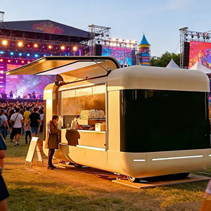 Carrito Móvil Dorado con Toldo Abierto para Operaciones de Café Especializado, Helados y Comida Rápida en la Playa, Acero Inoxidable, 4 Estantes - Product Image 2