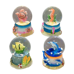 Ornement de boule d'eau en verre en résine personnalisée, souvenir, palmier, thème de la <span class=keywords><strong>plage</strong></span>, île, globe à neige avec dauphin - Product Image 4