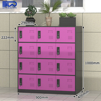 Armoire casier métallique 12 portes, structure démontable, rangement de bureau peu encombrant pour vêtements de travail et effets personnels du personnel
