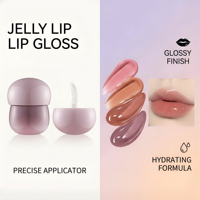 Baume à lèvres repulpant effet miroir avec gelée de noisette et cristal pour maquillage quotidien, logo personnalisé, hydratant bio