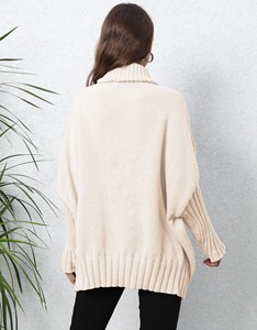Stocks Manufacturer <strong>Ladies</strong> Casual Winter High <strong>Turtle</strong> <strong>Neck</strong> Long Sleeve Cable Rib Buttons Knit <strong>Jumper</strong> Pullover Women's Sweaters - Product Image 5