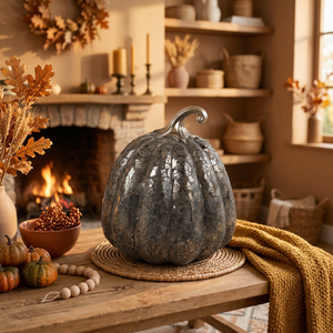 Sculpture de citrouille en mosaïque miroir, art décoratif en métal pour Halloween, décoration de table fonctionnant sur piles, décoration d'intérieur pour le salon - Product Image 3