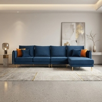 Ensemble de canapés sectionnels en velours de luxe moderne pour salon, design en forme de L, ensemble de canapés 5 places avec chaise longue inclinable et pieds dorés