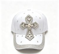 Casquette de baseball en jean best-seller avec croix en strass, plusieurs couleurs disponibles, vente en gros