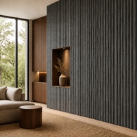 Revêtement mural en pierre artificielle ondulée verticale 1200x600mm en PU pour murs décoratifs
