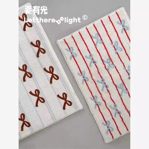 Tapis de bain rectangulaire Let There Be Light Bow Knot en fausse fourrure de cachemire, absorbant, pour salle de bain et usage domestique, lavable en machine, en fibre de polyester - Product Image 3