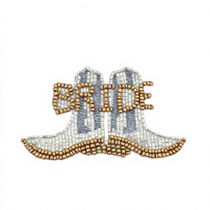 Applique de chaussure de mariée brodée et perlée faite à la main, accessoire de décoration de mariage pour Halloween et Noël - Product Image 1
