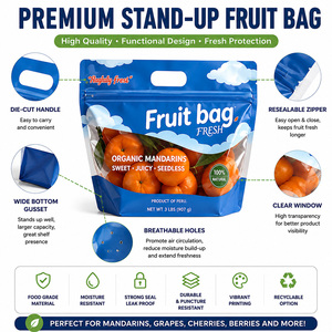 Bolsa de Grado Alimenticio Libre de BPA con Ventana Transparente, Cierre Hermético, Tipo Ziplock, para Frutas y Verduras Frescas, con Asa Troquelada, Impresión Personalizada y OEM - Product Image 2