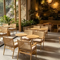 Table à manger ronde en bois massif et ensemble de chaises de café modernes, mobilier de maison imperméable pour bar, hôtel, entrée