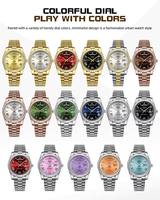 Montre-bracelet pour homme NIBOS 2708 avec bracelet en acier inoxydable, design cercle zircon, double date, étanche, quartz, diamant, or