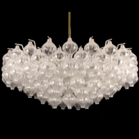 Lustre en verre de Murano finition laiton diamètre 90cm en forme de tulipe soufflé à la main lunettes à bulles suspension pour salon chambre à coucher