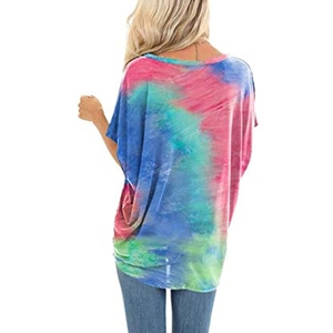 Nuovo Arrivo delle Donne T-Shirt Tie-Dye Gradiente Stampato Tee Shirts O Collo Casuale Manica Corta Tee Shirt Top - Product Image 3