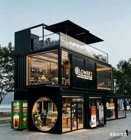 Café conteneur pliable de 20 et 40 pieds, bar conteneur de luxe et restaurant rapide avec cuisine à vendre