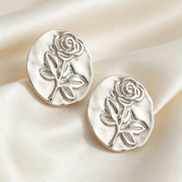 AIJIER 2021 Boucles d'oreilles clous irrégulières en argent sterling plaqué or 18 carats, motif rose romantique vintage français, pour femme, mariage
