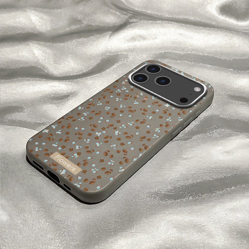 Floral Polka Dot [Gray Plain Leather TPU Case]