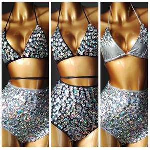 Bikini avec strass pour femmes, maillot <span class=keywords><strong>de</strong></span> <span class=keywords><strong>bain</strong></span> <span class=keywords><strong>2</strong></span> pièces, AB cristal, luxueux, vente en gros, collection 2020 - Product Image 4