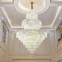Grand lustre moderne de luxe pour escalier, lampe suspendue LED pour plafonds hauts, idéal pour salle de banquet, villa, salon