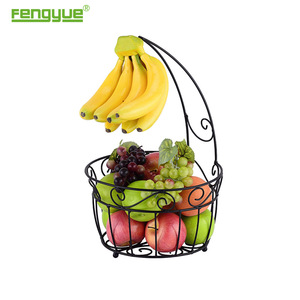 Fournitures d'usine En Métal Fil suspendus Panier De Fruits Avec Support De <span class=keywords><strong>Banane</strong></span> - Product Image 1