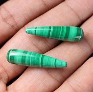 Pareja de Gemas Cabujón de Malaquita Natural Lisa en Forma de Gota para la Fabricación de Pendientes y Collares, Piedra de Nacimiento de Abril, 9x30mm, Gota a Gota - Product Image 6