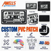 Patch en caoutchouc 3D personnalisé en forme de cassette, emblème pour merchandising musical, accessoires vestimentaires et marques de mode AWELLS