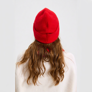 Bonnet en tricot côtelé rouge pour femme, couvre-chef chaud décontracté pour l'hiver - Product Image 4