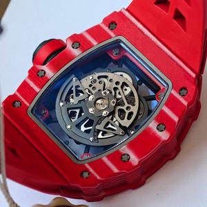 Custom Made Best Quality Luxury Square Mechanical Watch 43mm Hollow SAPPHIRE CRYSTAL Dial RMAL1 Movement RM035-02 <b>Red</b> Alloy - Product Image 5