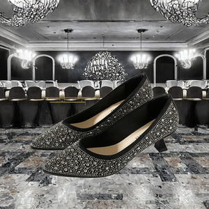 Women's Rhinestone Flat Pumps Pointed Toe Slip-On Dress <b>Shoes</b> Beaded Banquet Occasion Footwear - Product Image 3